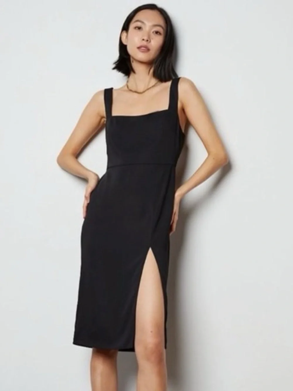 Aritzia Babaton 90’s Square Neck Midi Dress with Side Slit